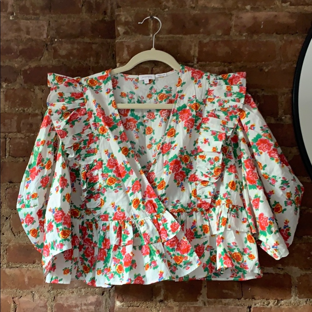 RHODE Floral Ruffle Top